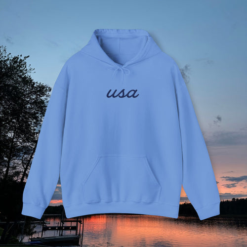 Americana Flag Hoodie- Carolina Blue