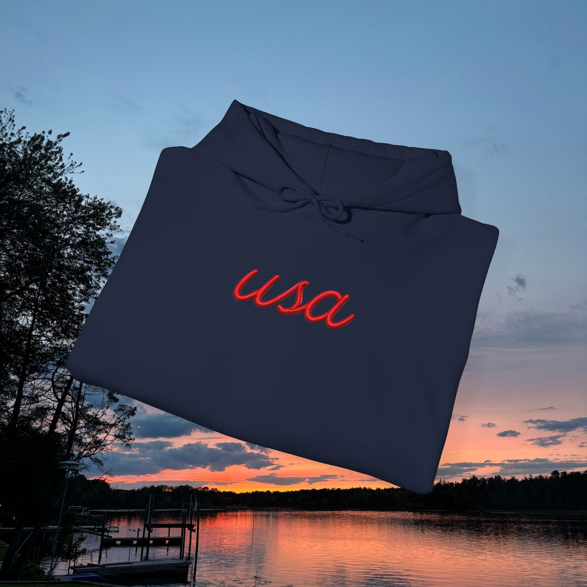 Americana Flag Hoodie- Navy