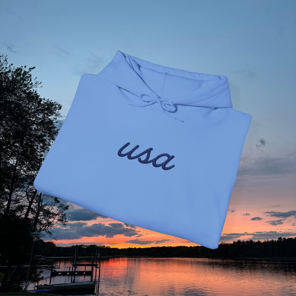 Americana Flag Hoodie- Carolina Blue