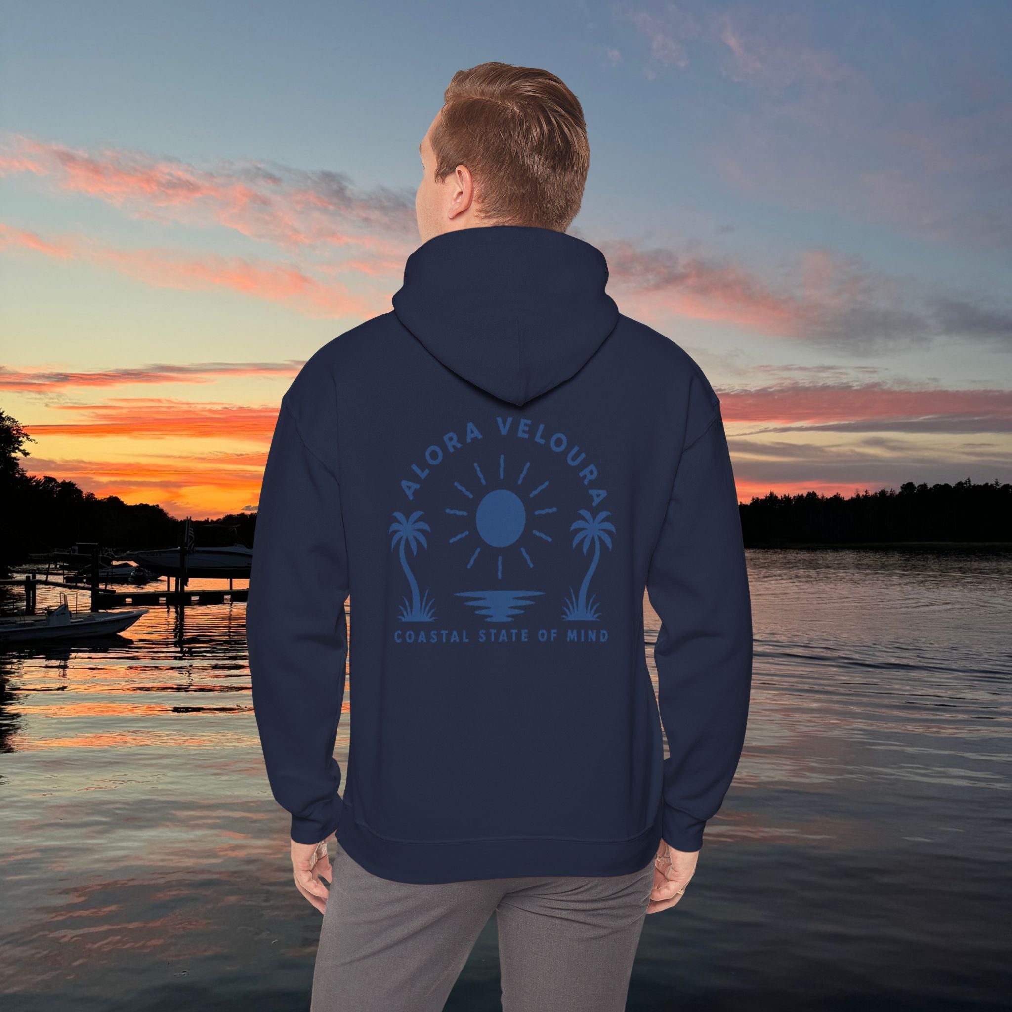 Coastal State of Mind Hoodie- Navy