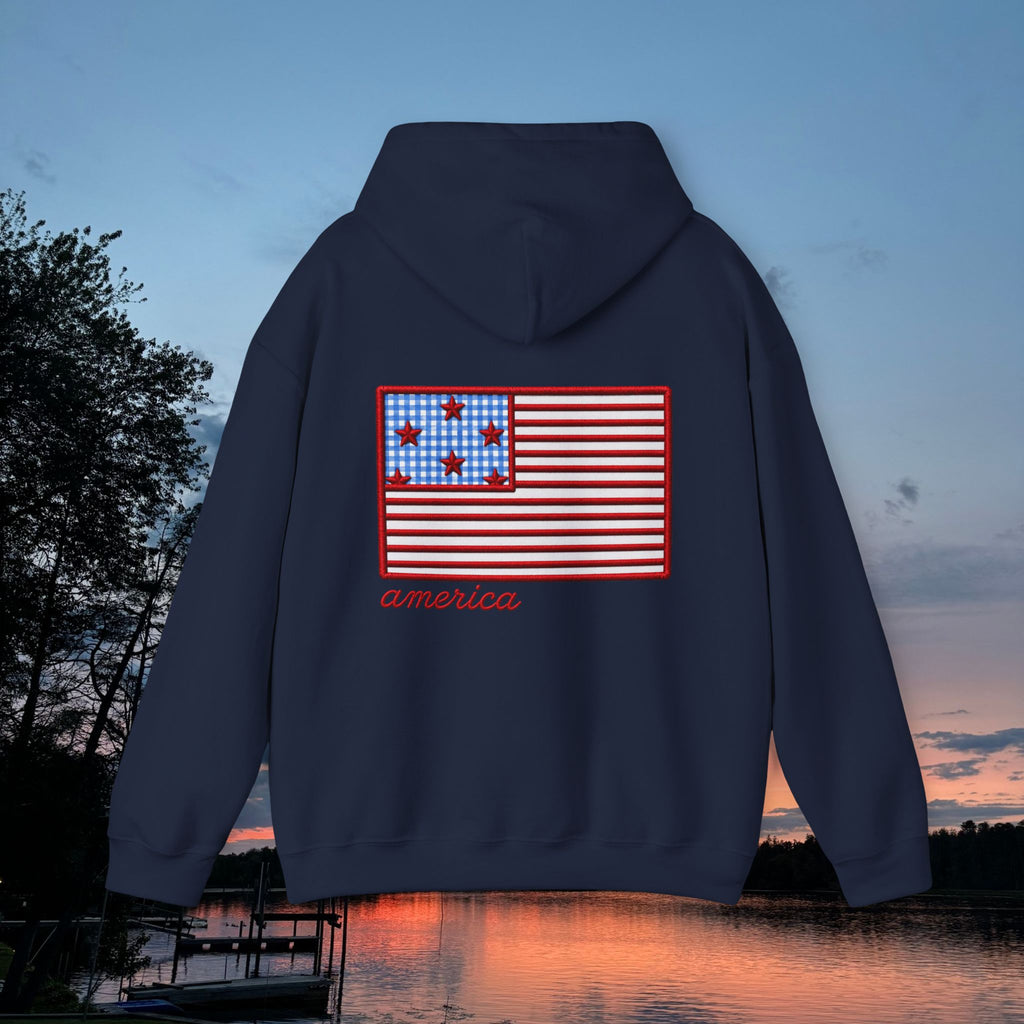 Americana Flag Hoodie- Navy