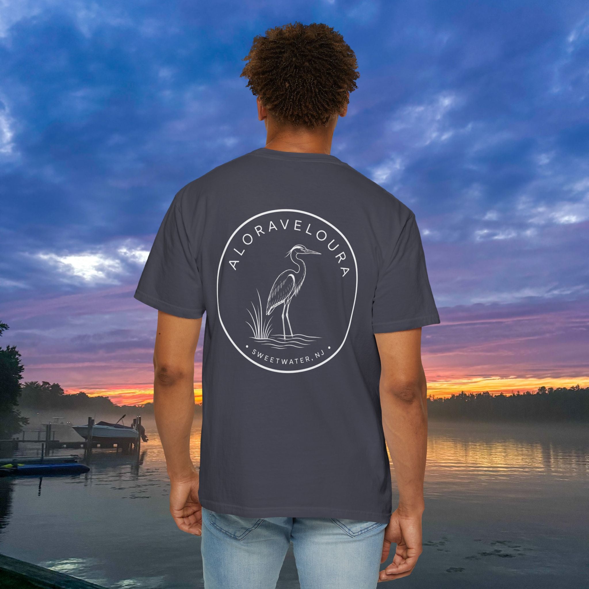 Alora Veloura Heron T-Shirt- Navy