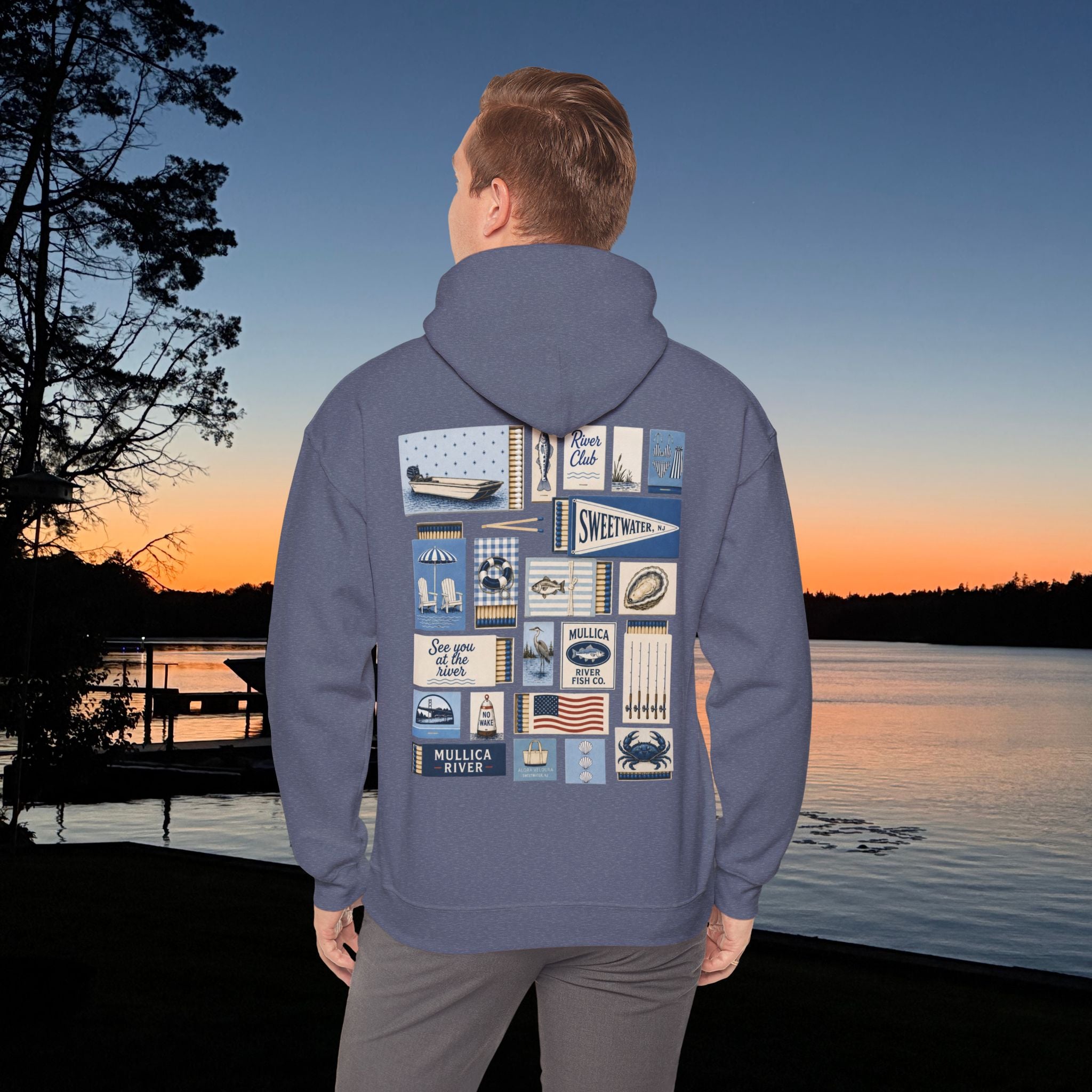 Matchbook Hoodie-Heather Navy