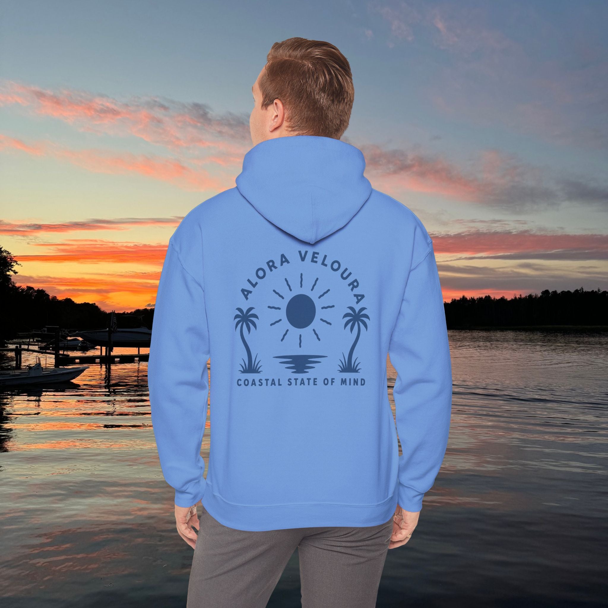 Coastal State of Mind Hoodie- Carolina Blue